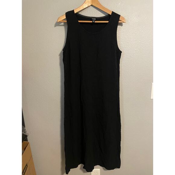 Eileen Fisher Dress Womens Small Black Sleeveless Midi Rayon Nylon Spandex USA - Picture 1 of 8